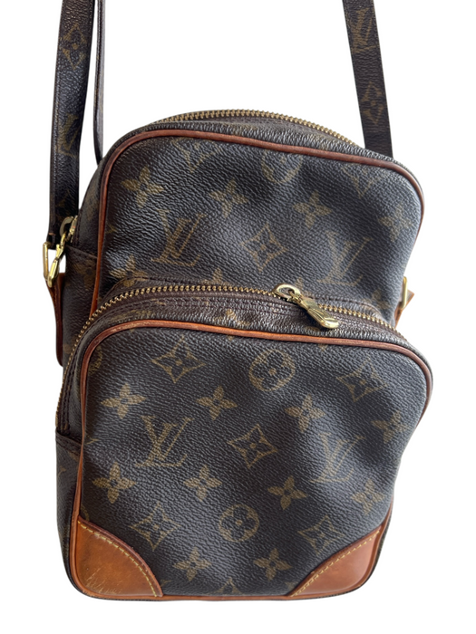 Louis Vuitton Brown & Tan Canvas & Leather Coated Monogram Crossbody Bag Brown & Tan / Small