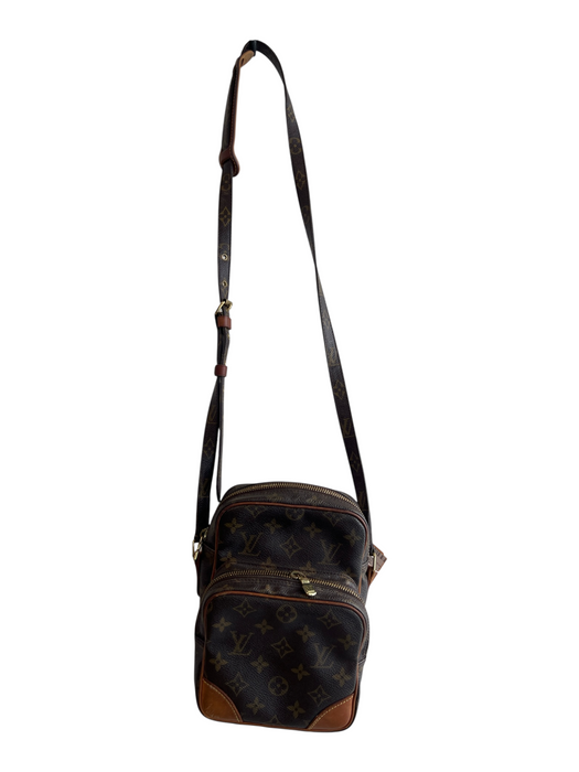 Louis Vuitton Brown & Tan Canvas & Leather Coated Monogram Crossbody Bag Brown & Tan / Small