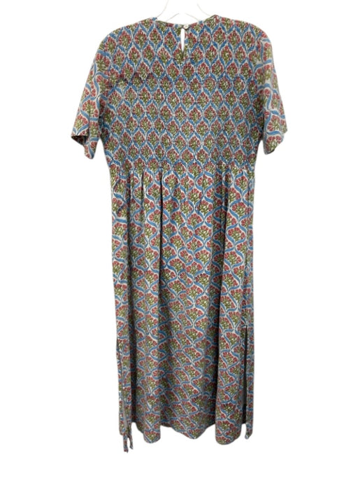 Madison Mathews Size Medium Blue, Green, Red Cotton Short Sleeve Floral Dress Blue, Green, Red / Medium
