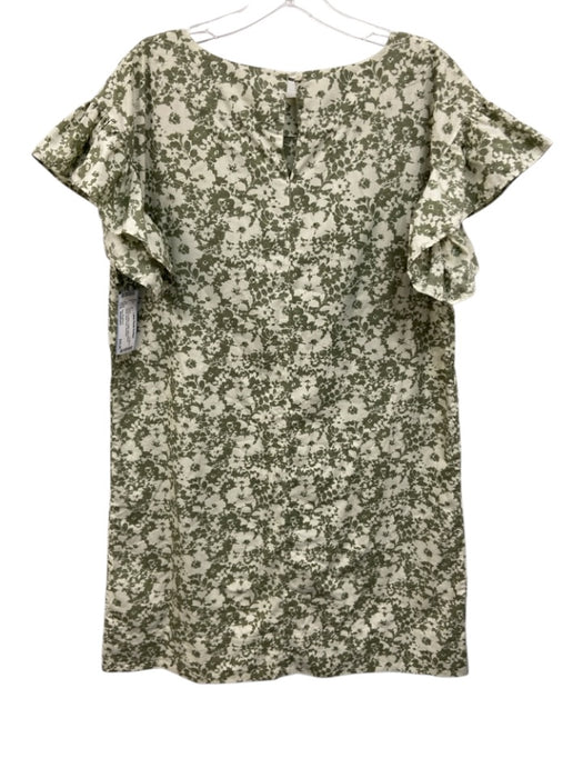Ann Mashburn Size Medium Green & White Cotton Short Sleeve Floral Dress Green & White / Medium