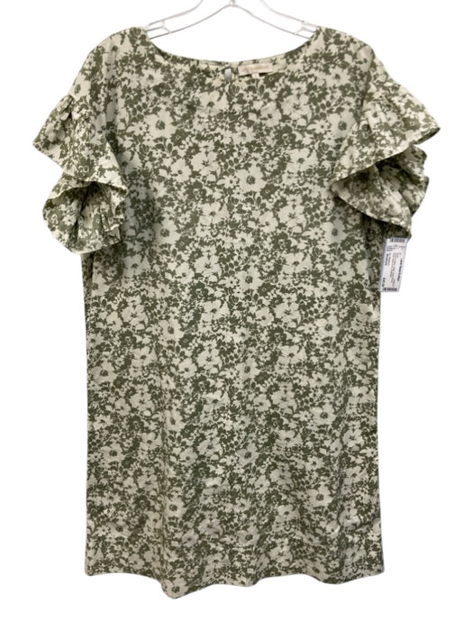 Ann Mashburn Size Medium Green & White Cotton Short Sleeve Floral Dress Green & White / Medium