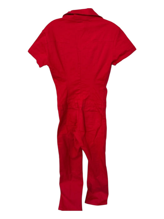 Dickies Size 5 Red Cotton Blend Zip Up Front Pockets Belt Loops Romper Red / 5
