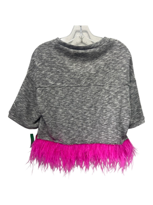 Le Superbe Size XS gray & pink Cotton Feather Heathered Scoop Neck Top gray & pink / XS