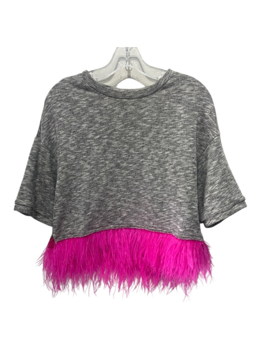 Le Superbe Size XS gray & pink Cotton Feather Heathered Scoop Neck Top gray & pink / XS