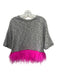 Le Superbe Size XS gray & pink Cotton Feather Heathered Scoop Neck Top gray & pink / XS