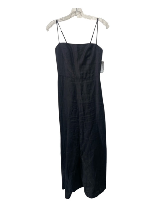 Reformation Size 2 Black Linen Spaghetti Strap Smocked Back Back Zip Jumpsuit Black / 2