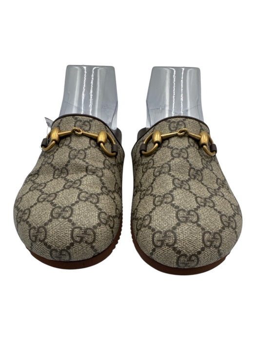 Gucci Shoe Size 36 Brown Coated Canvas goldtone hardware Horse Bit Flats Mules Brown / 36