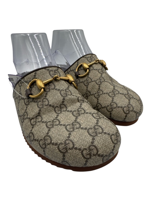 Gucci Shoe Size 36 Brown Coated Canvas goldtone hardware Horse Bit Flats Mules Brown / 36