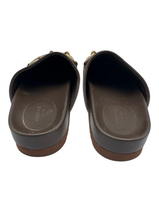 Gucci Shoe Size 36 Brown Coated Canvas goldtone hardware Horse Bit Flats Mules Brown / 36
