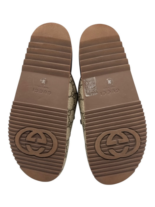 Gucci Shoe Size 36 Brown Coated Canvas goldtone hardware Horse Bit Flats Mules Brown / 36