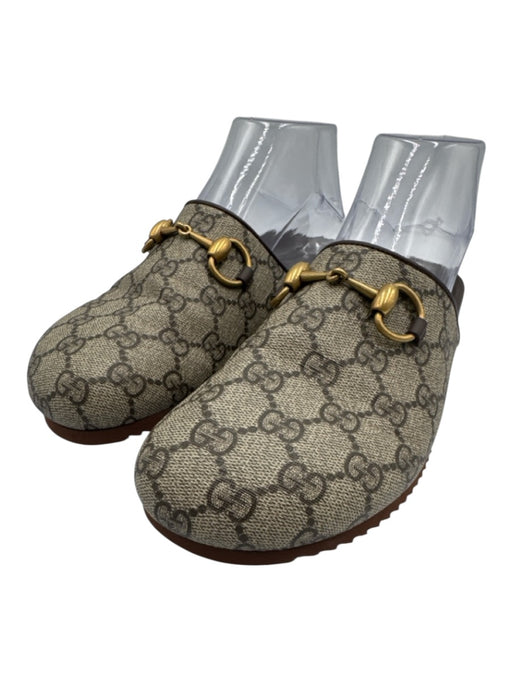 Gucci Shoe Size 36 Brown Coated Canvas goldtone hardware Horse Bit Flats Mules Brown / 36