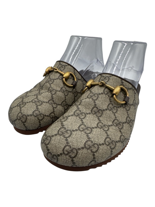 Gucci Shoe Size 36 Brown Coated Canvas goldtone hardware Horse Bit Flats Mules Brown / 36