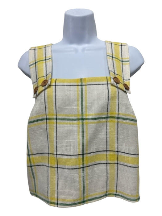 Veronica Beard Size XS White & yellow Viscose Plaid Crop Square Neck Top White & yellow / XS