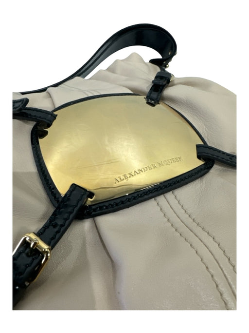 Alexander McQueen Black & Beige Leather Patent Leather Gold Hardware Bag Black & Beige / Large