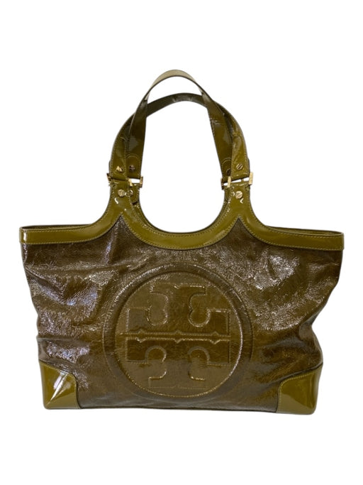 Tory Burch Green Patent Leather Distressed embossed Logo shoulder bag Bag Green / Medium