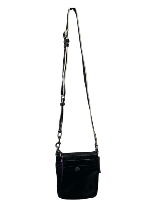 Coach Black Nylon Shoulder & Crossbody Silver Hardware Top Zip front pocket Bag Black / Small