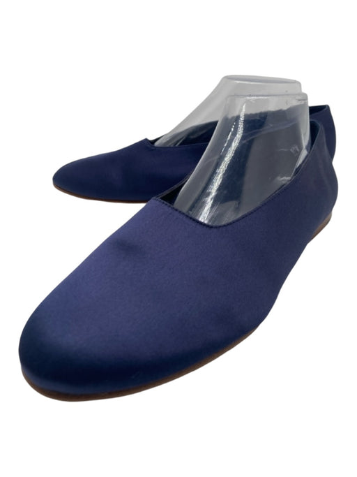 Vince Shoe Size 10 Blue Satin round toe Slip On Block Heel Flats Blue / 10