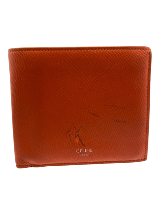 Celine AS IS Orange Leather Solid Bi Fold Men's Wallet