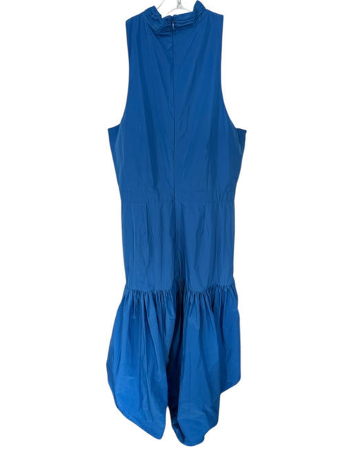 Veronica Beard Size 12 Blue Polyester Halter Neck Sleeveless Ruffles Maxi Dress Blue / 12
