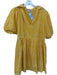 Olivia James Size S Yellow & White Cotton Short Balloon Sleeve Flowers Dress Yellow & White / S