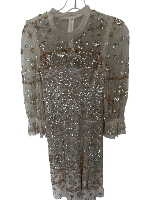 Needle & Thread Size 4 Blush Sequin Long Sheer Sleeves Sequins Back Zip Gown Blush / 4