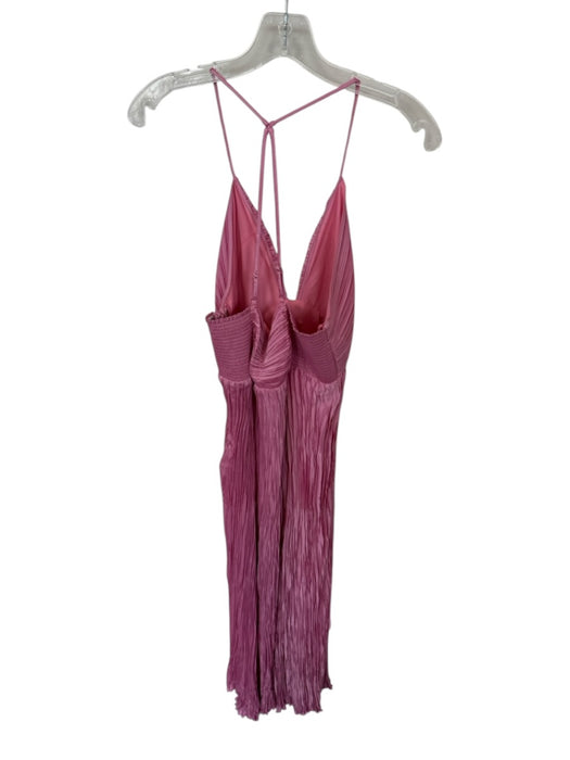 A.L.C. Size 10 Pink Polyester Spaghetti Strap Acordian Pleated Deep V Gown Pink / 10
