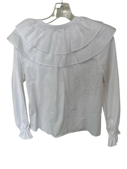 Hill House Size XS White Cotton Long Sleeve Bib Button Down Top White / XS