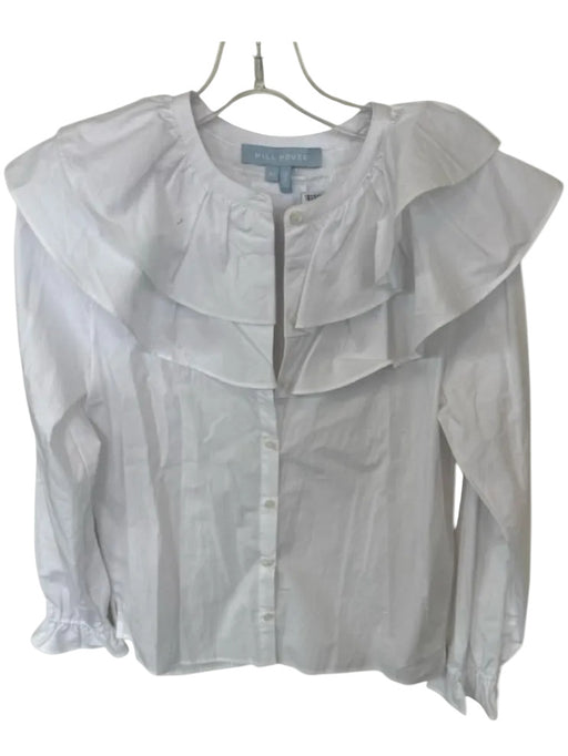 Hill House Size XS White Cotton Long Sleeve Bib Button Down Top White / XS