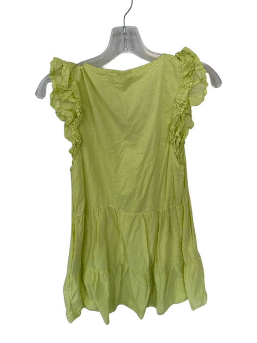 Nation Size S Chartreuse Cotton Flutter Sleeves Scoop Neck Dress Chartreuse / S