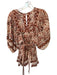 Cleobella Size XS Rust & Pink Cotton Long Balloon Sleeve Botanical Belted Dress Rust & Pink / XS