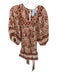 Cleobella Size XS Rust & Pink Cotton Long Balloon Sleeve Botanical Belted Dress Rust & Pink / XS