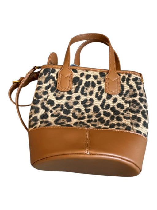 Boden Brown & Black Canvas & Leather Top Handle Animal Print Bucket Bag Brown & Black / S