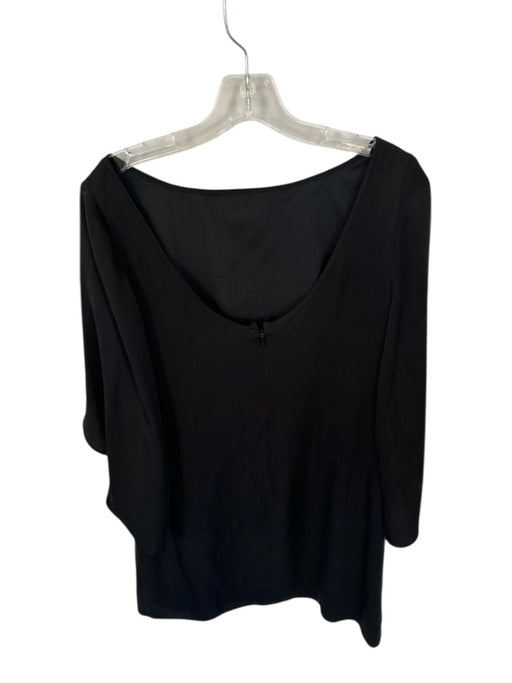 Milly Size 10 Black Silk Blend Long Sleeve Low Back Dress Black / 10