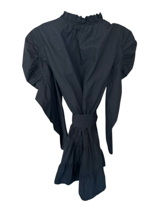Ulla Johnson Size 8 Black Cotton Long Sleeve Ruffle Collar Belted Dress Black / 8