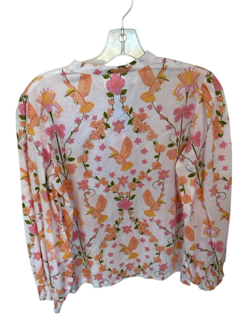 Beyond by Vera Size L Orange & Pink Cotton Long Sleeve Botanical Button Down Top Orange & Pink / L
