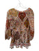 Farm Rio Size M Tan & Orange Cotton Long Botanical Front Tie Back Zip Dress Tan & Orange / M
