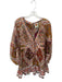 Farm Rio Size M Tan & Orange Cotton Long Botanical Front Tie Back Zip Dress Tan & Orange / M