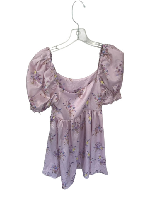Loveshackfancy Size 2 Purple & Yellow Polyester Short Balloon Sleeve Dress Purple & Yellow / 2