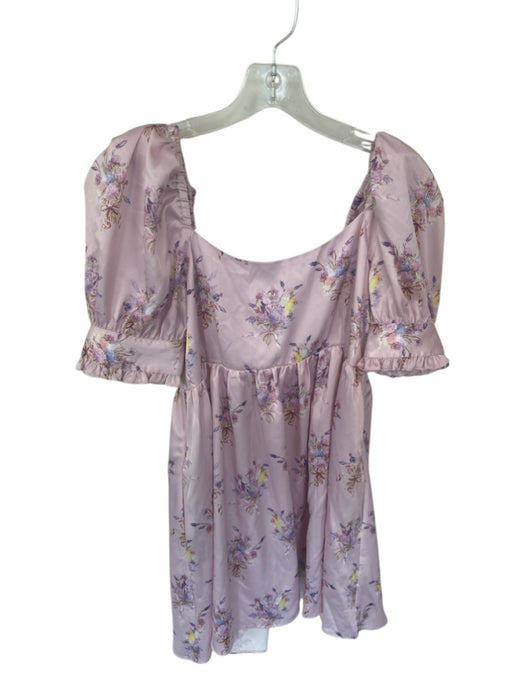 Loveshackfancy Size 2 Purple & Yellow Polyester Short Balloon Sleeve Dress Purple & Yellow / 2