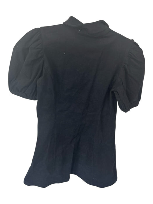 Hyacinth House Size S Black Cotton Blend Short Balloon Sleeve Collar Dress Black / S