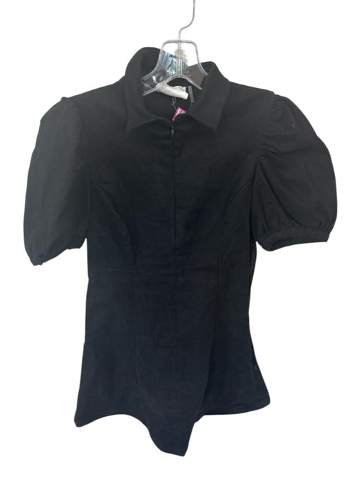Hyacinth House Size S Black Cotton Blend Short Balloon Sleeve Collar Dress Black / S