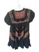 Love The Label Size S Black & Orange Cotton Short Balloon Sleeve Flowers Dress Black & Orange / S