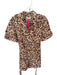 Kivari Size 4 Tan & brown Linen Short Sleeve Animal Print Button Down Romper Tan & brown / 4