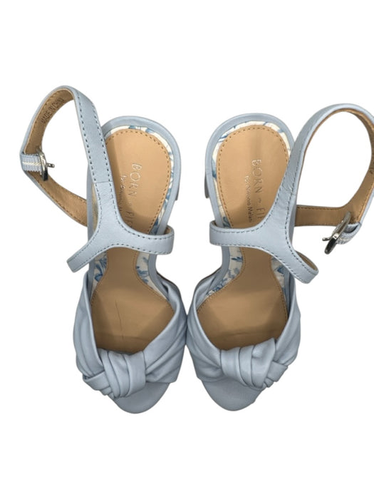Born on Fifth Shoe Size 7 Baby Blue Leather Platform Block Heel Knot Sandals Baby Blue / 7