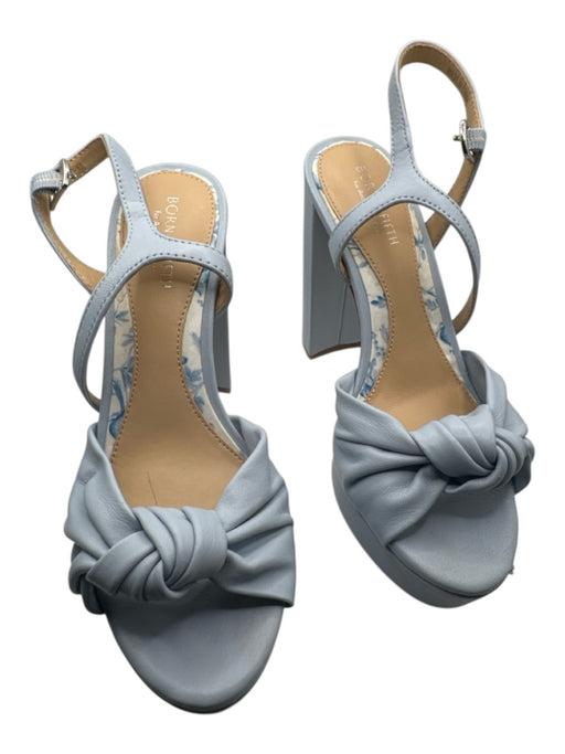 Born on Fifth Shoe Size 7 Baby Blue Leather Platform Block Heel Knot Sandals Baby Blue / 7