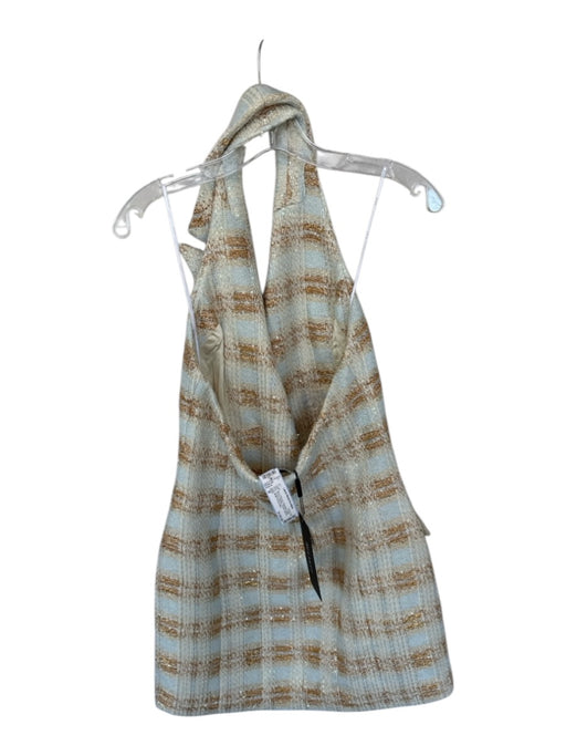 Elliatt Size M Blue & Bronze Polyester Halter Neck Tweed Metallic Thread Dress Blue & Bronze / M