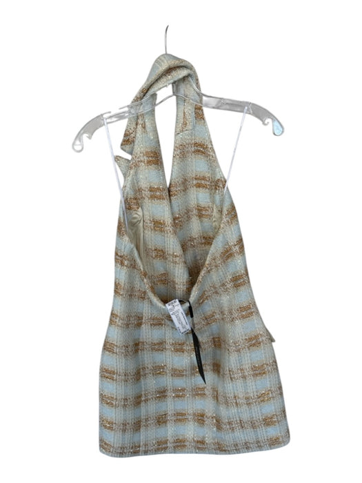 Elliatt Size M Blue & Bronze Polyester Halter Neck Tweed Metallic Thread Dress Blue & Bronze / M