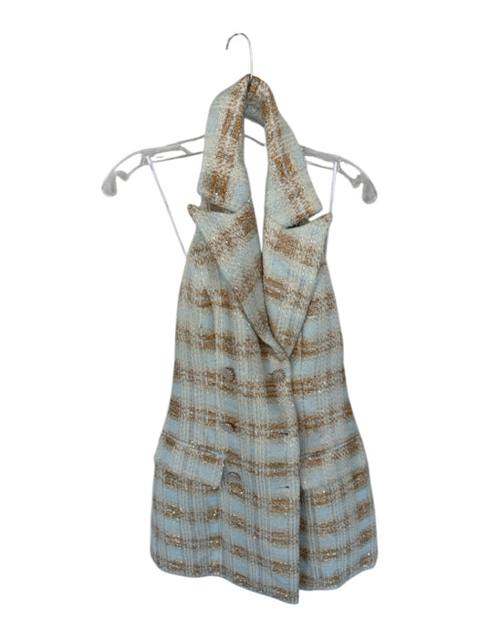 Elliatt Size M Blue & Bronze Polyester Halter Neck Tweed Metallic Thread Dress Blue & Bronze / M