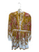 Zimmermann Size Est M Marigold & Pink Print Linen Long Balloon Sleeve Dress Marigold & Pink Print / Est M