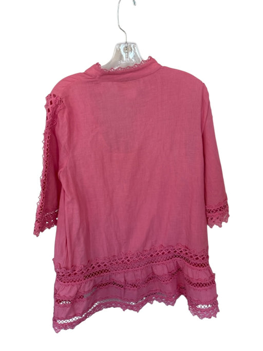 Mestiza New York Size S Pink Cotton & Linen Long Wide Sleeve Lace Detail Dress Pink / S
